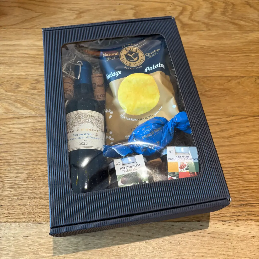 [GP-APERO-VERMENTINO] Geschenkpakket Aperitivo con Vermentino 1/2 fles witte wijn 