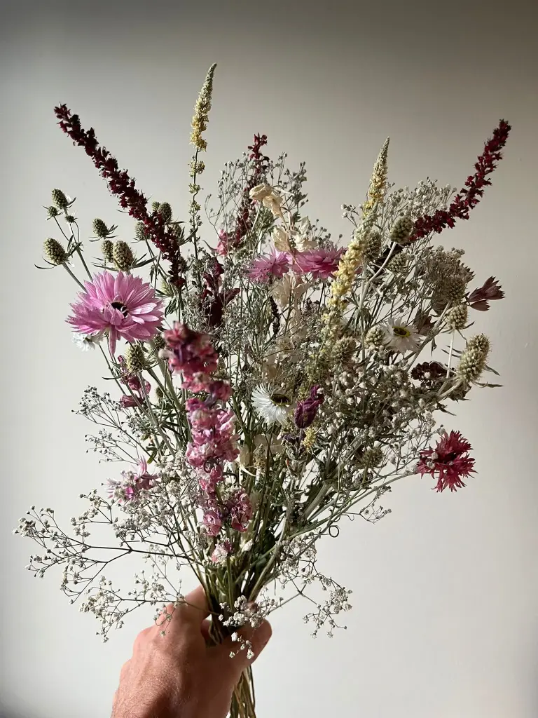 Pink Accents droogbloemen boeket paard&bloem