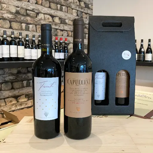 Geschenkpakket Primitivo uit Puglia in twee stijlen